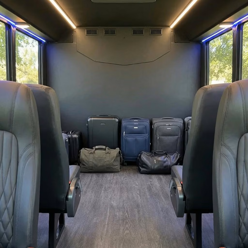 lima 20 passenger minibus luggage area