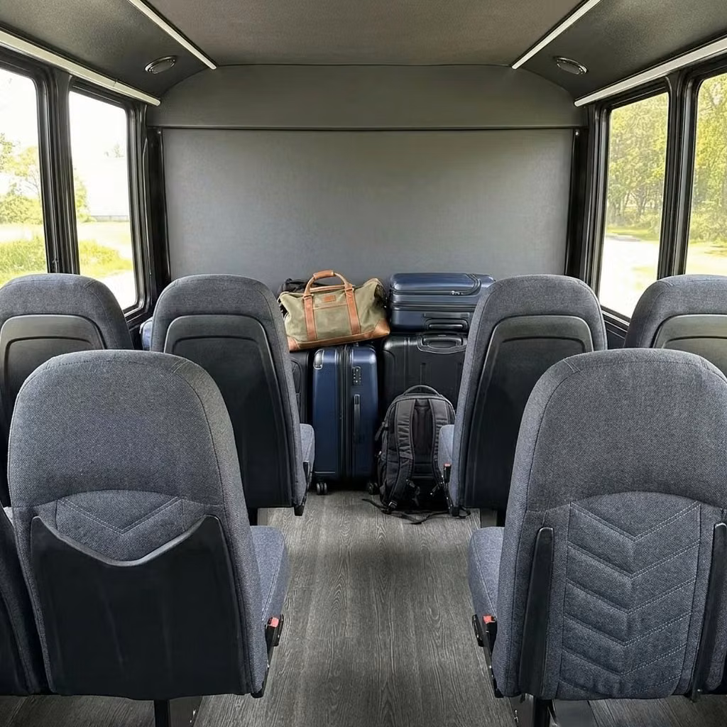 lima 25 passenger minibus luggage area