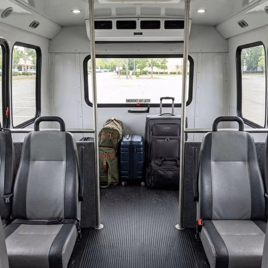 lima 28 passenger minibus luggage area
