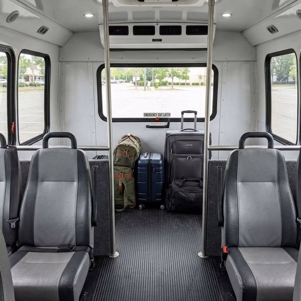 lima 35 passenger minibus luggage area