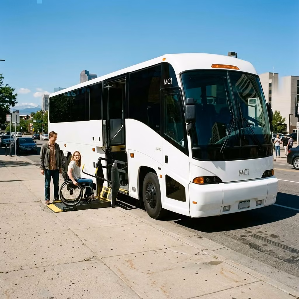 lima 56 passenger charter bus wheelchair lift