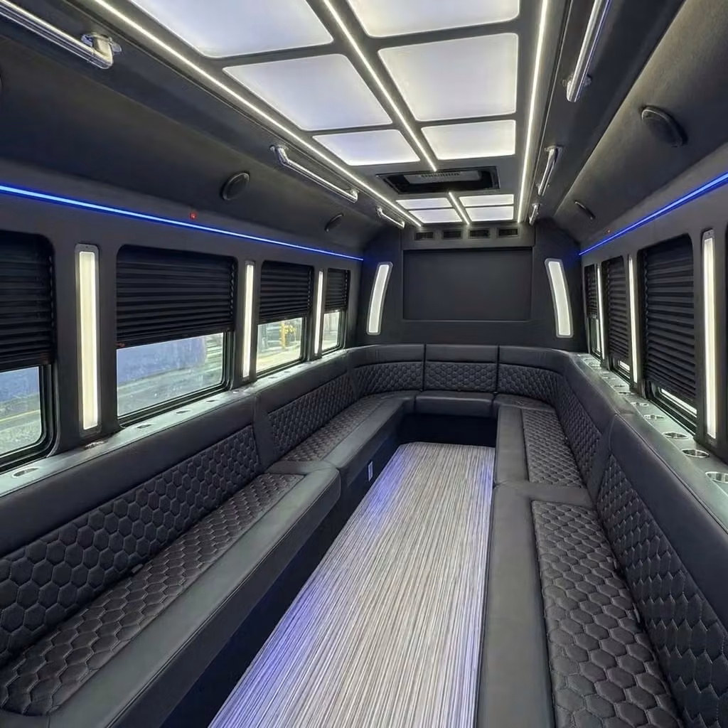 lima party bus wraparound seating